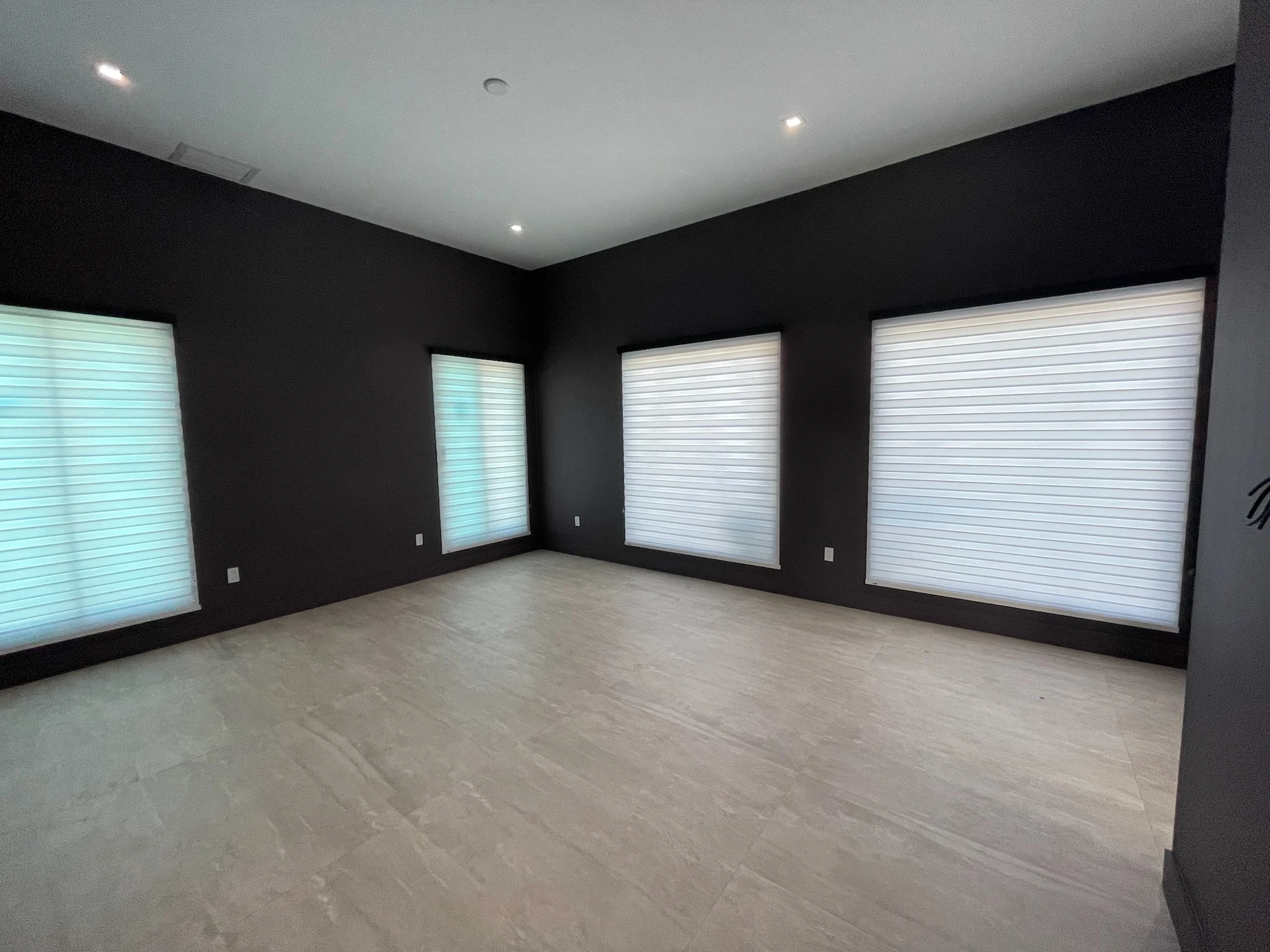 Zebra blind and motorized roller shade installation photo shared by Gabriela R.
